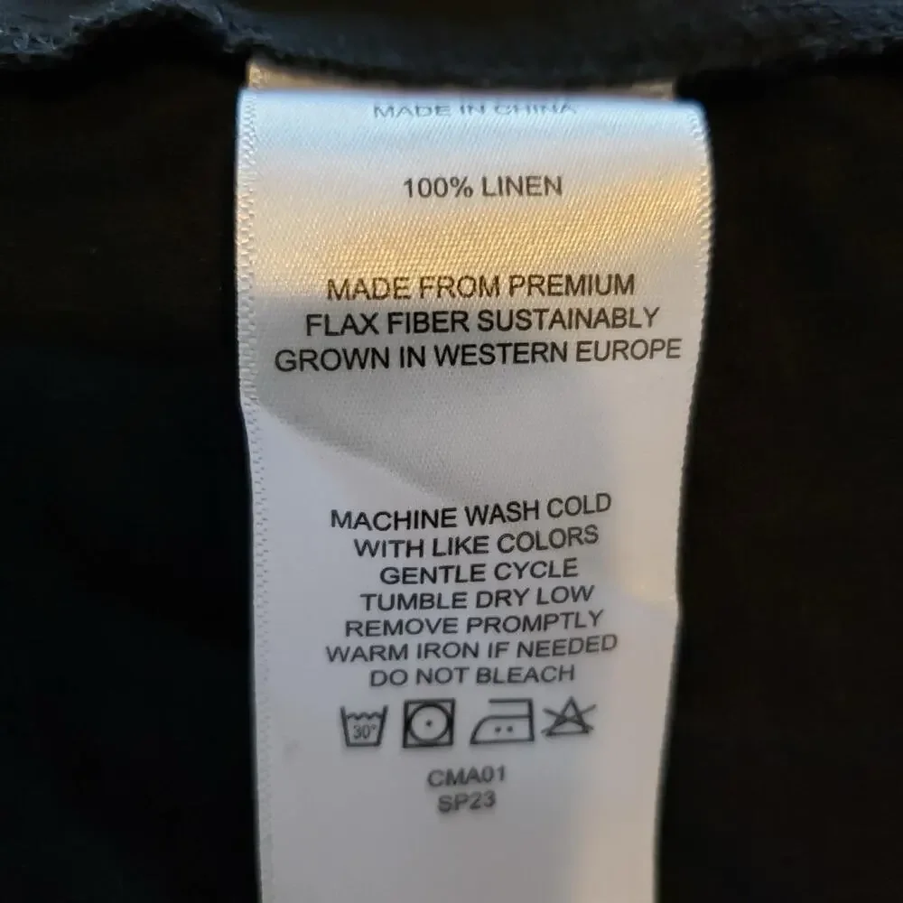 Quince Pants European Linen Women’s Size Medium Black Pockets Crop Quiet Luxury